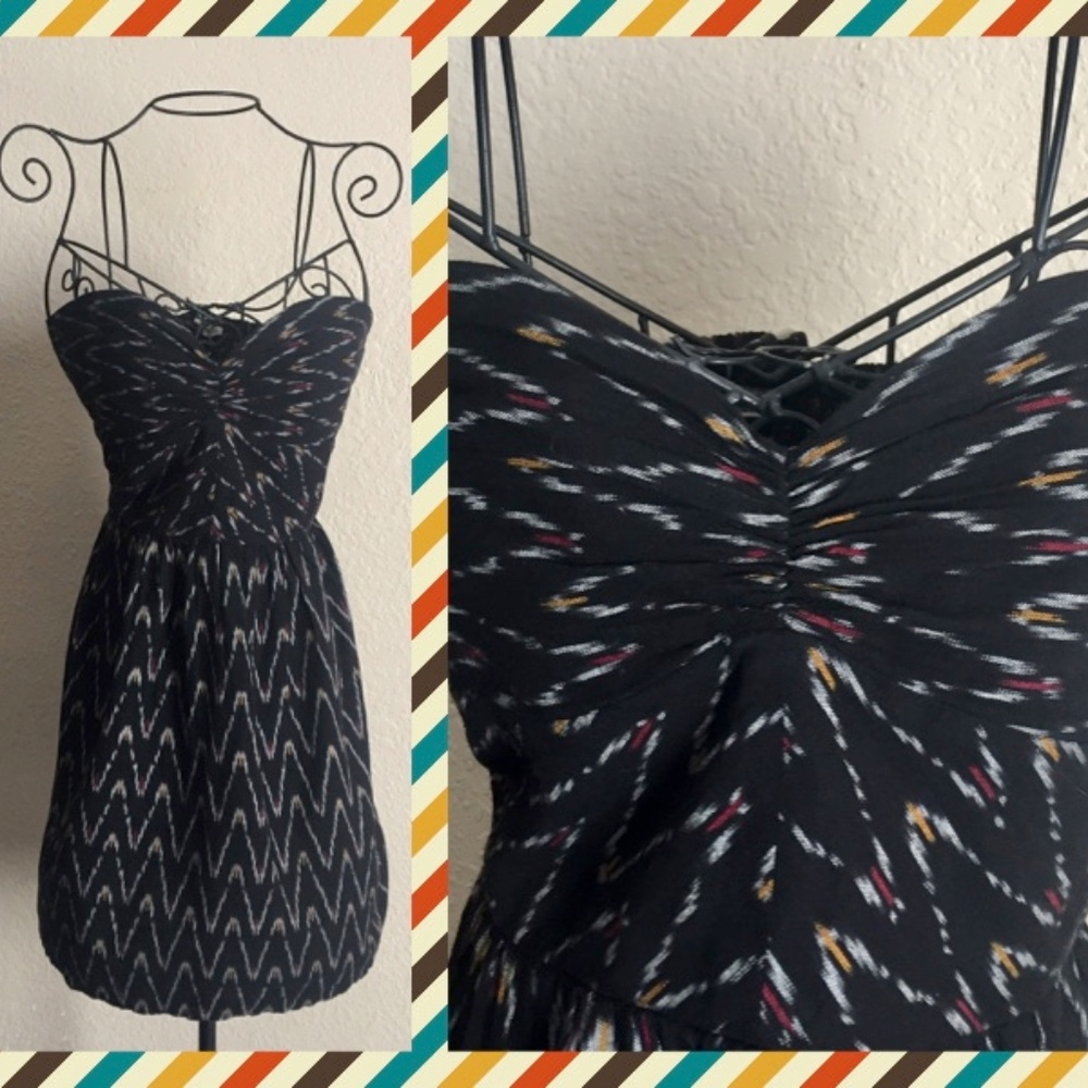 ROXY Strapless Black Tribal Print Multicolor Large